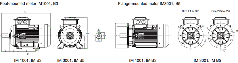 Dimension Drawings of High efficiency Motor